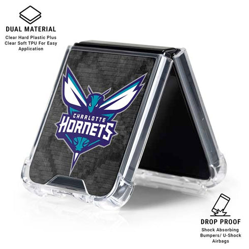 NBA Charlotte Hornets Dark Rust Galaxy Z Flip6 Clear Case